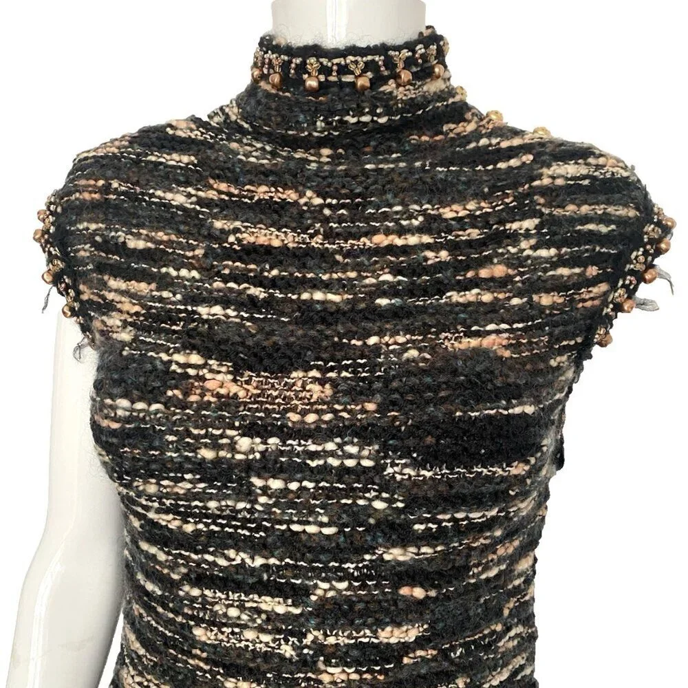 RARE Vintage Pre Fall 2004 CHANEL 04A Knit FR-36/38 Beaded Wool Sweater Dress